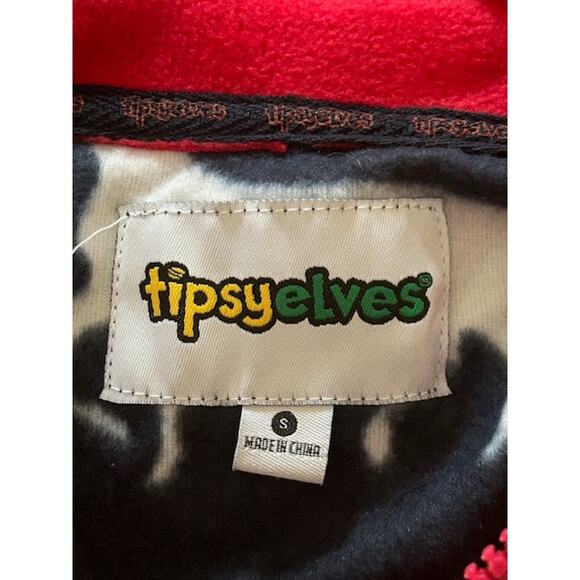 Tipsy Elves Blue Moose Fair Isle Fleece Jumpsuit Pajama Size S, NWOT - Picture 5 of 7